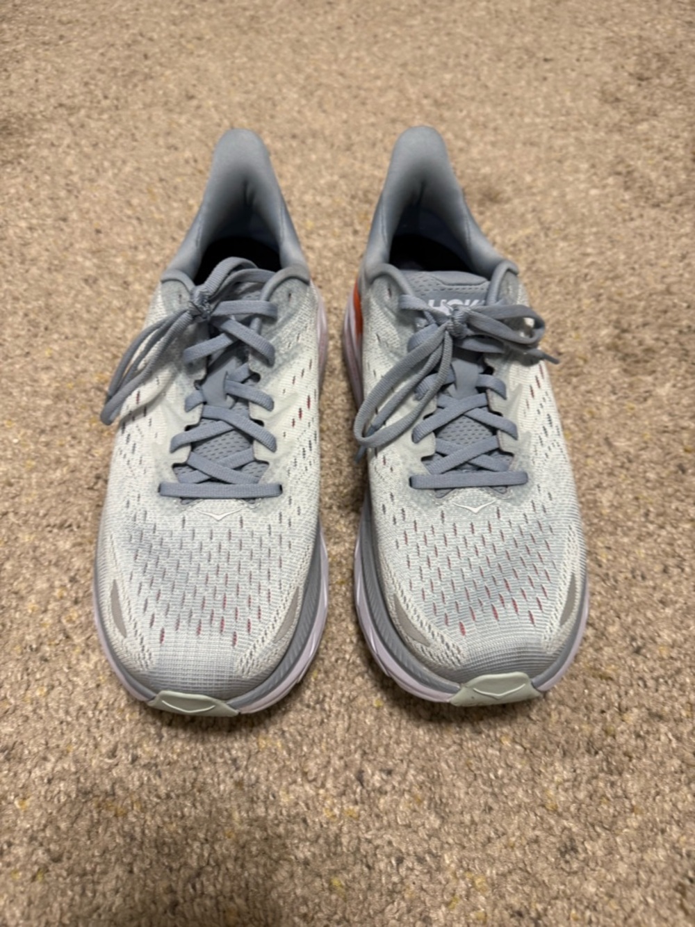 Hoka Women's Light Gray Running Shoes, 9 wide